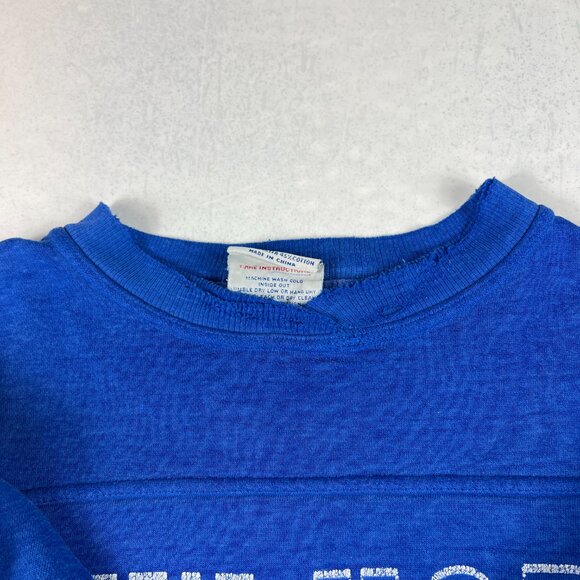 VTG 90s Crable NFL New York Giants Sweatshirt Large Blue Faded Thrashed Crewneck - Picture 10 of 16